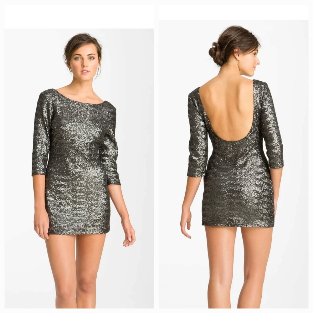 Sequin All Over Stretch Maximalist minidress Alberto Makali 14 Low Back cocktail